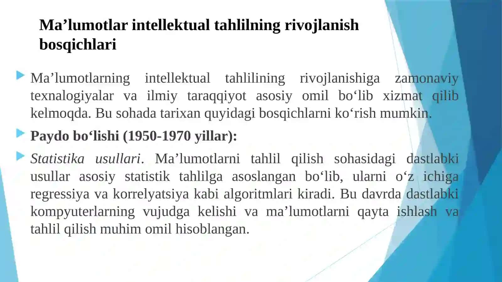 Ma’lumotlarning intellektual tahlili 3