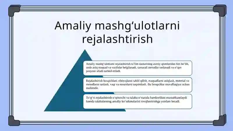 Amaliy Mashg'ulotlar Rejalashtirish 3