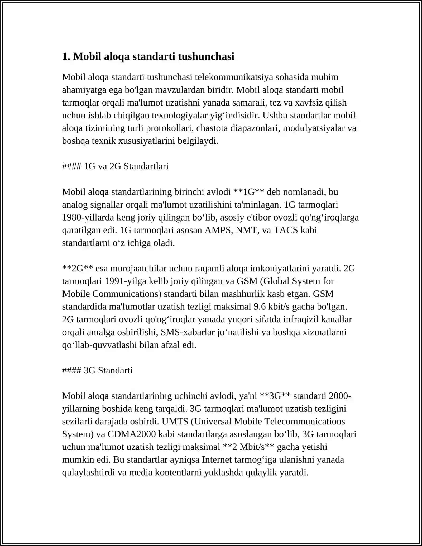 MOBIL ALOQA STANDARTLARI 3
