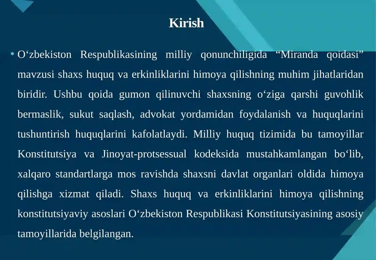 Milliy qonunchiligimizda “Miranda qoidasi” 3