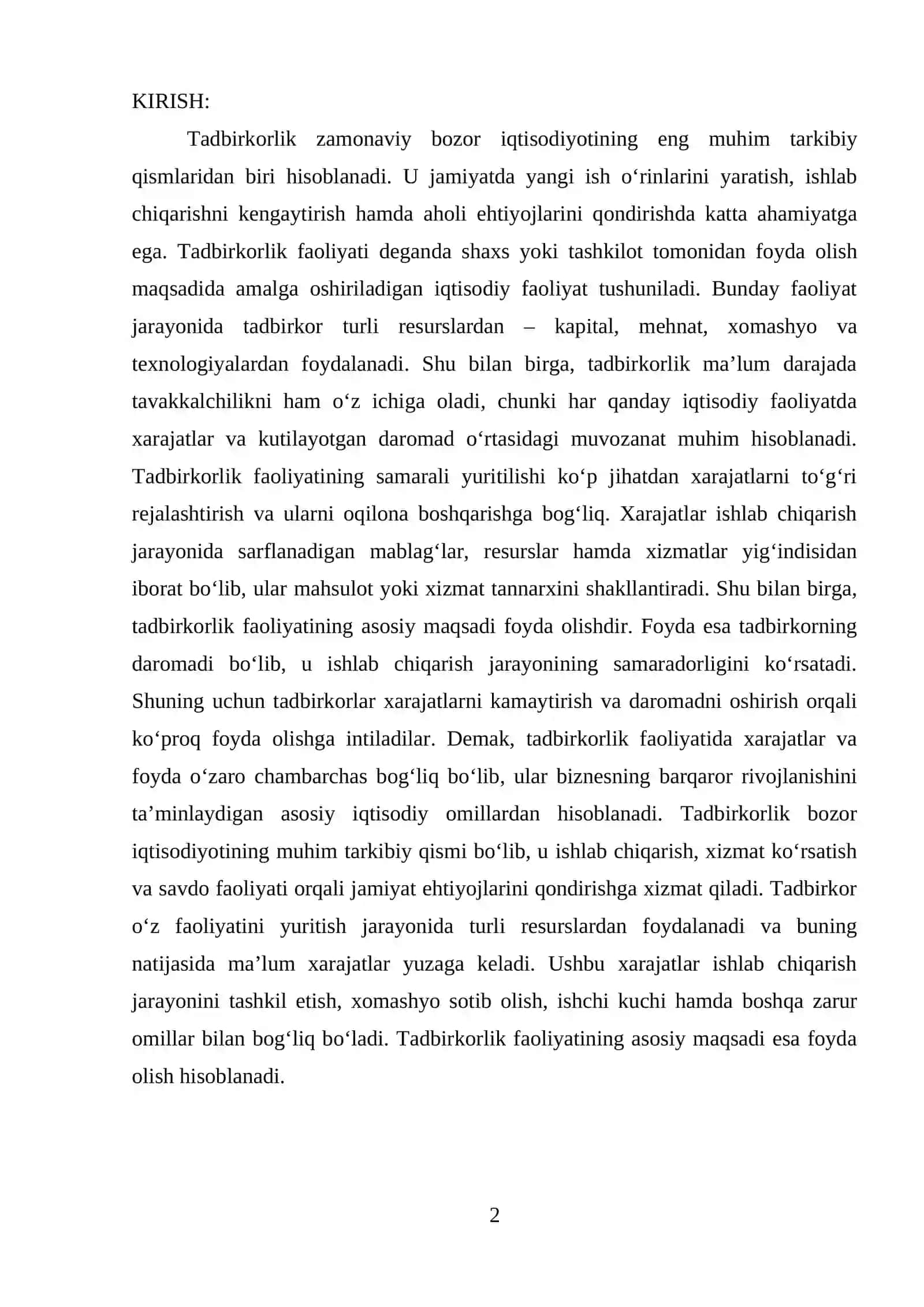 Tadbirkorlik xarajatlari va foydasi 3
