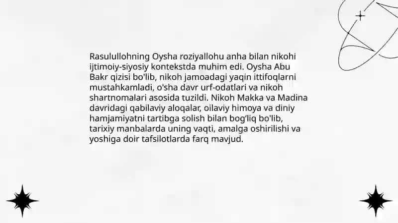Oysha roziyallohu anha bilan nikohining tarixiy konteksti 3