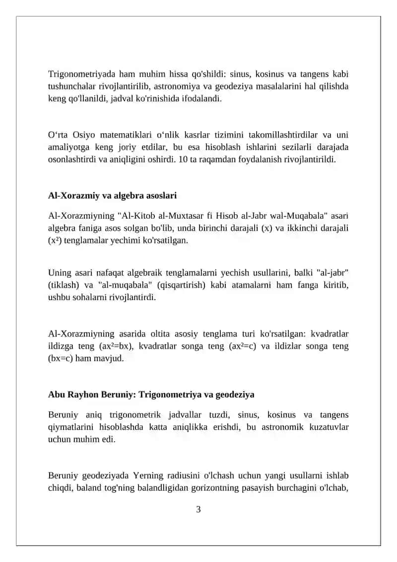 Oʻrta asr sharq allomalarining matematikaga qoʻshgan hissalari 3