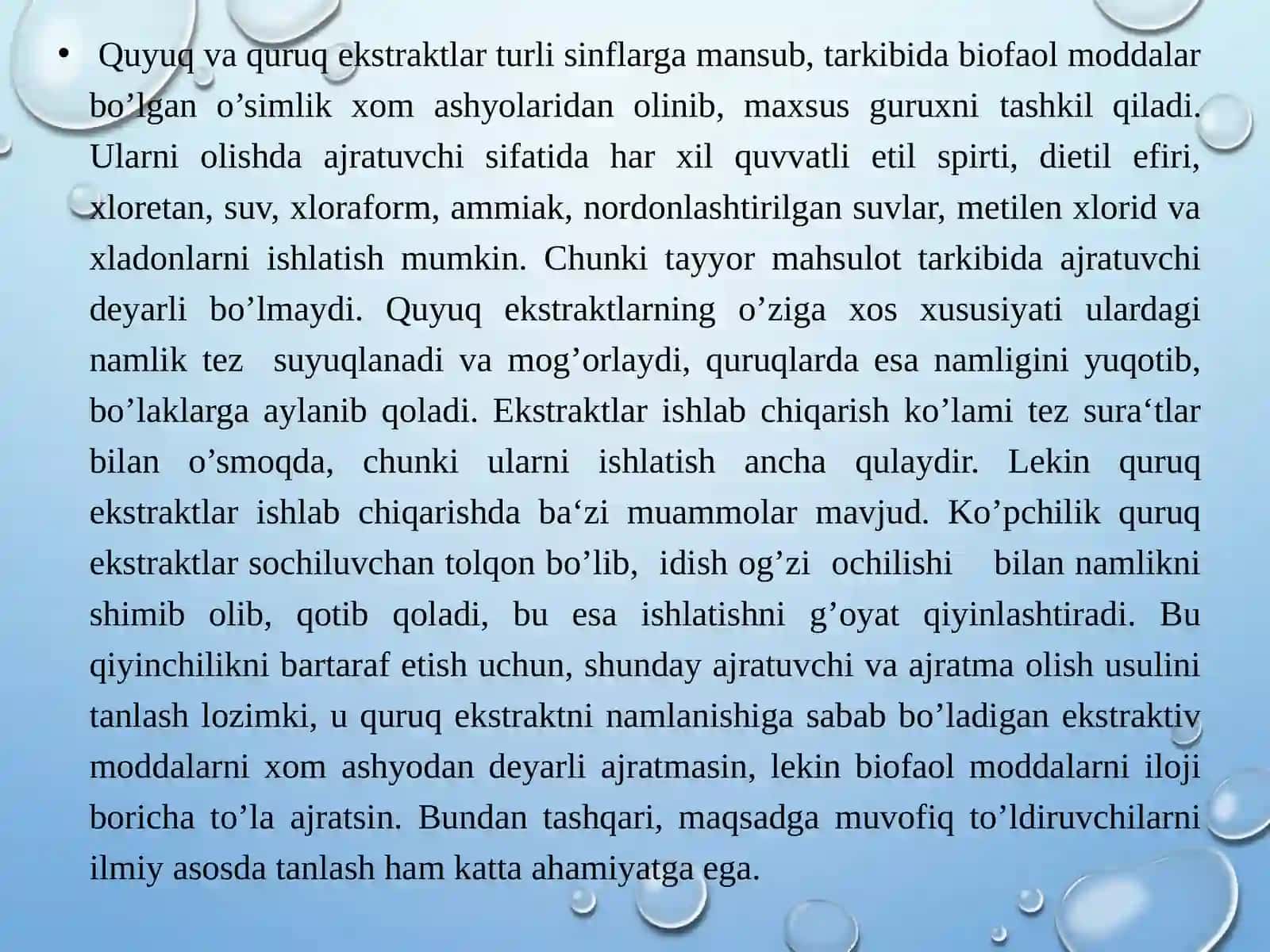 Ekstraktlar ishlab chiqarish texnologiyasi 3