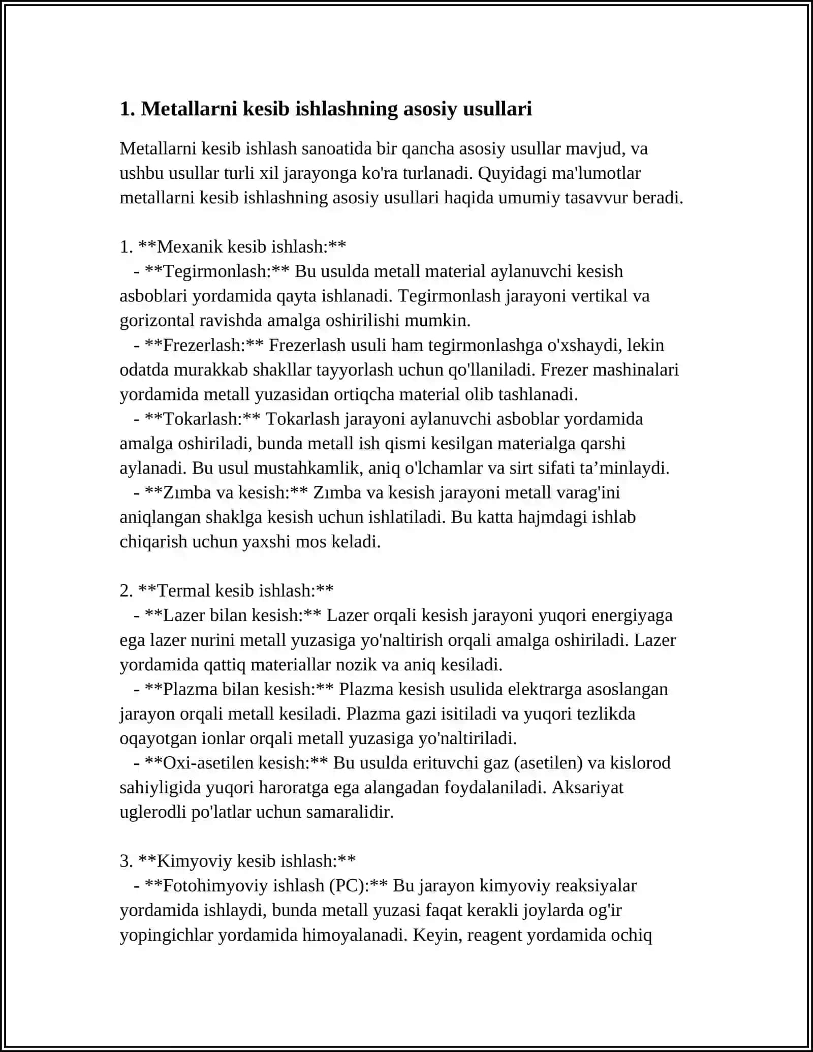 METALLARNI KESIB ISHLASH 3