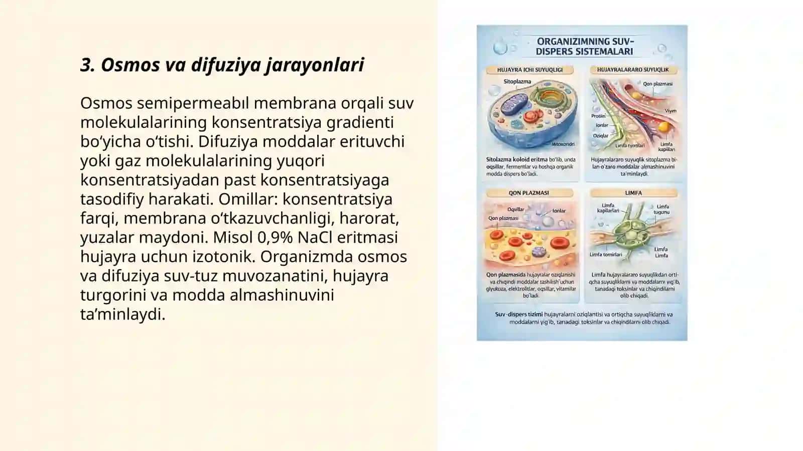 Organizimning suv-dispers sistemasi haqida slayd 3