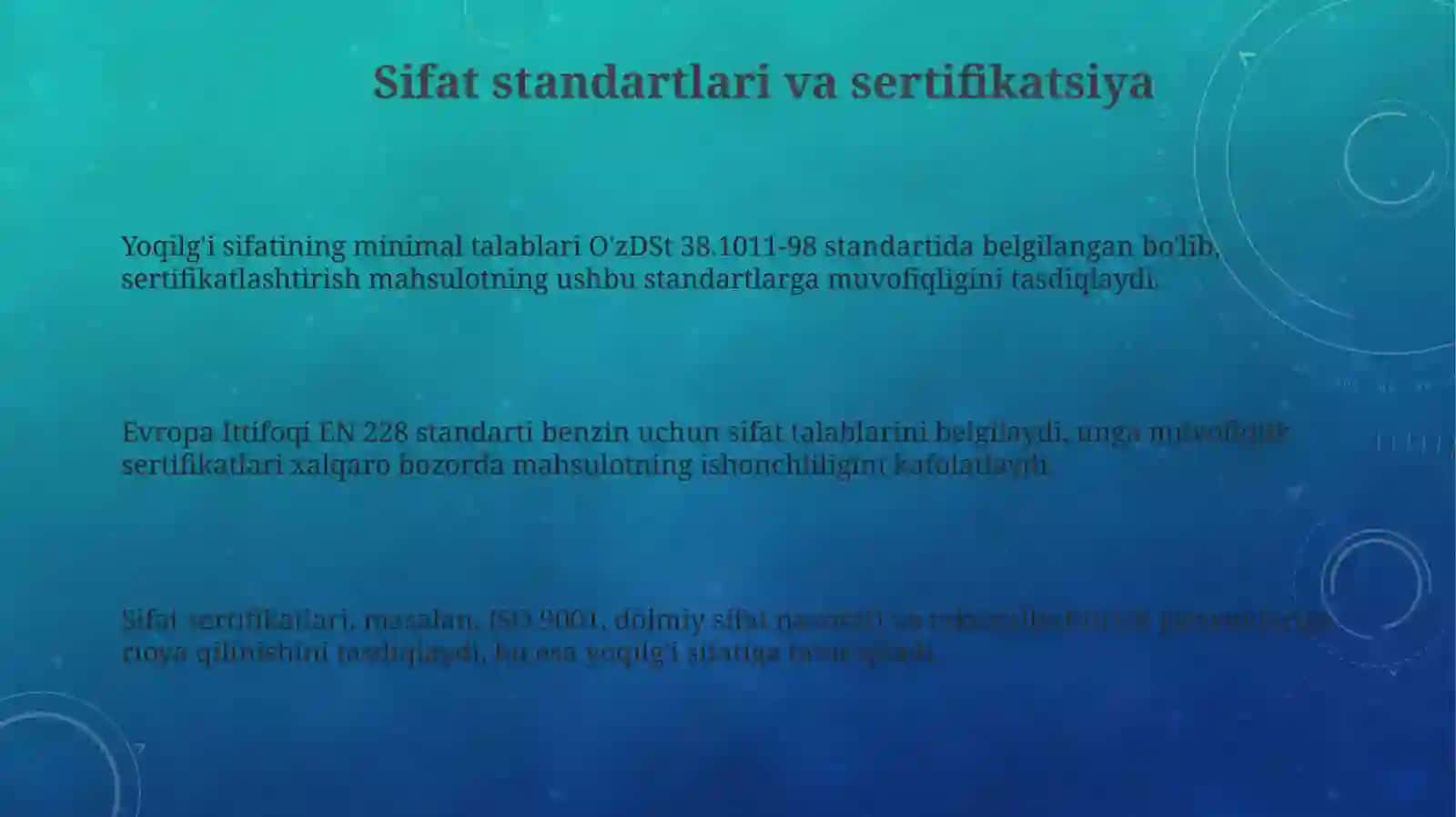 Sifat standartlari va formulalash 3