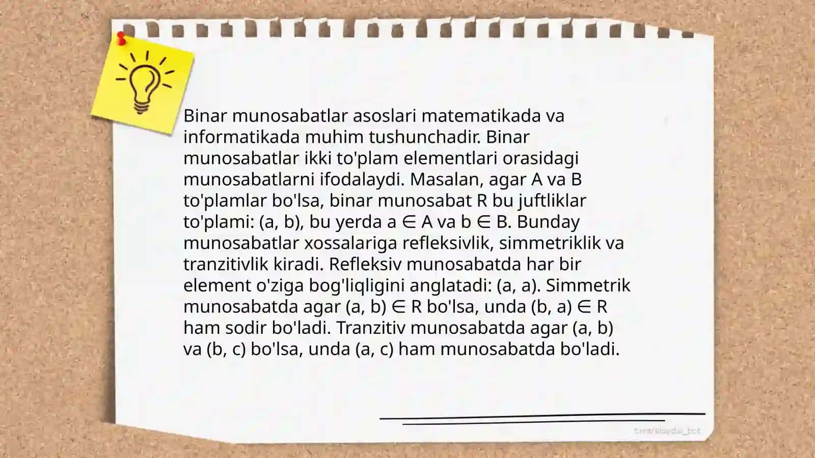 Binar munosabatlar asoslari 3