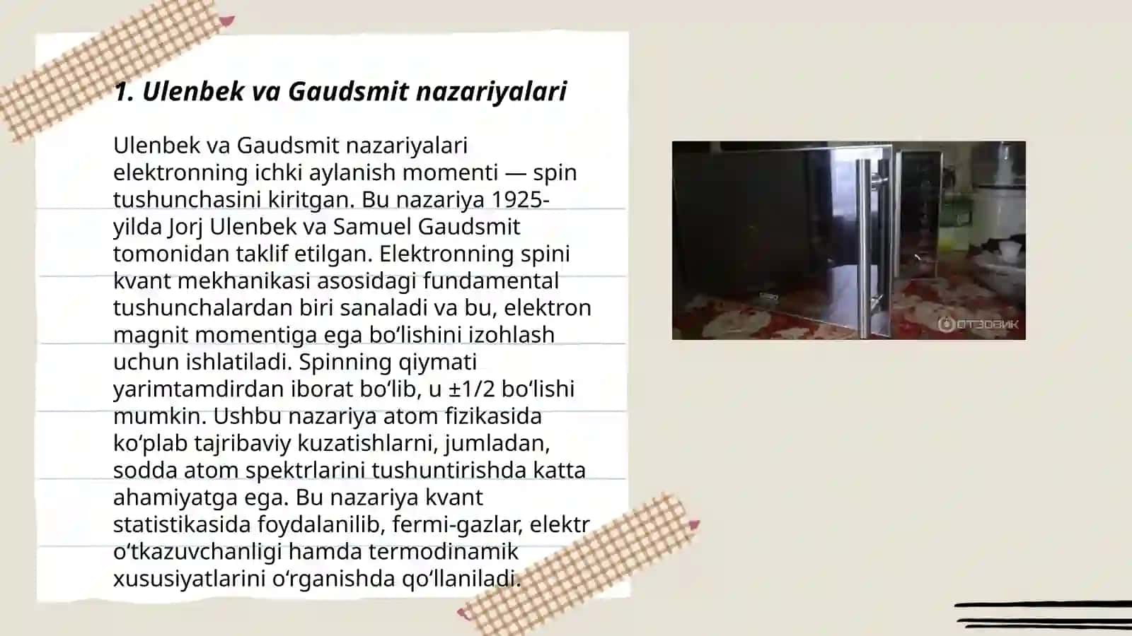 Ulenbek va Gaudsmit tajribalari va elektron spini 3
