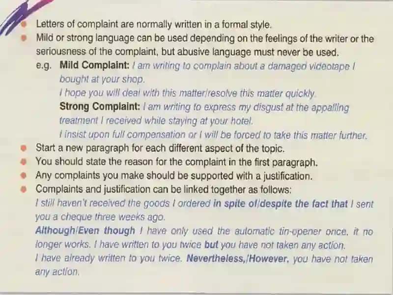 Writing a Letter of Complaint 3