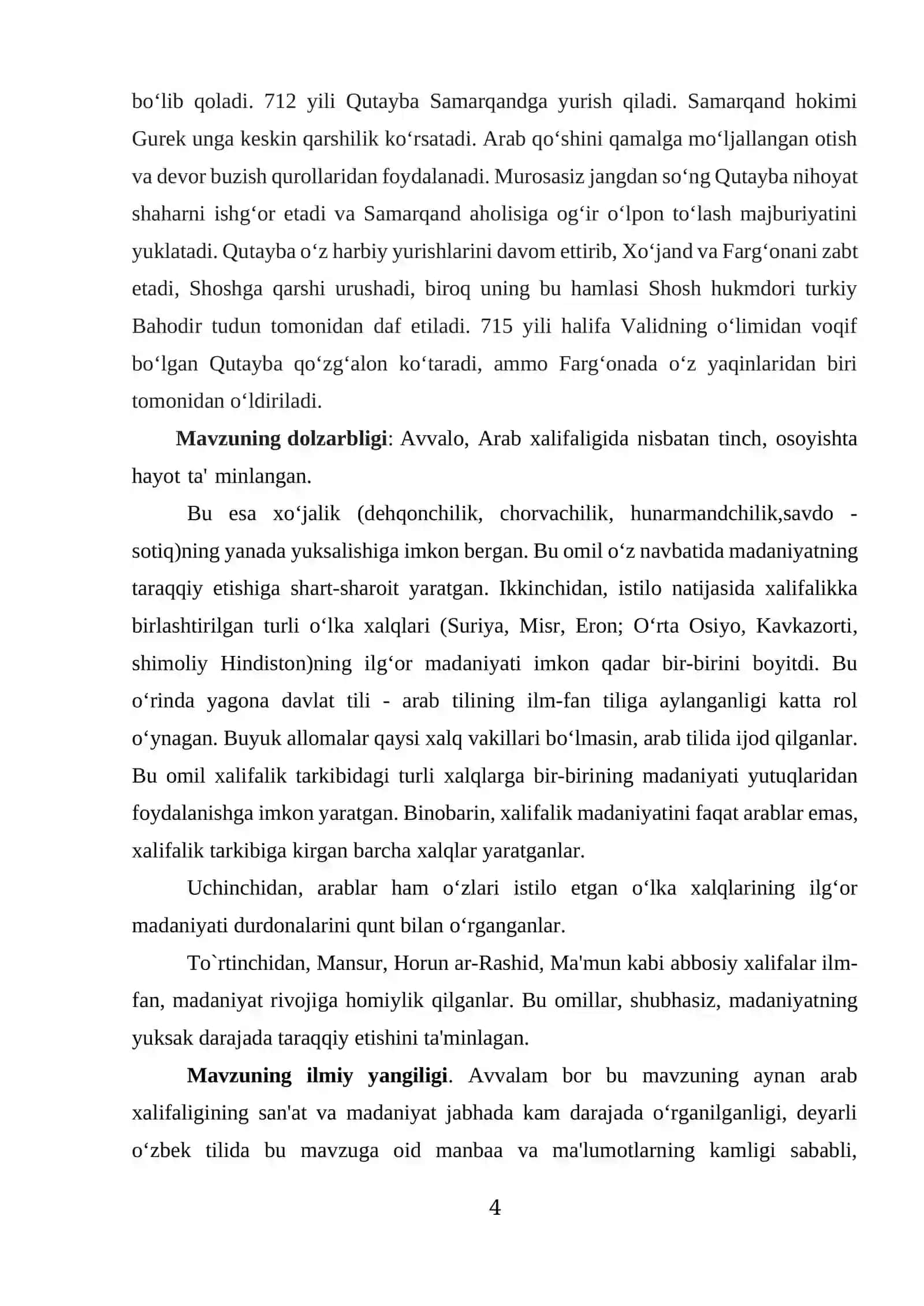 Arablar O'rta Osiyoni fath qilish harakatlari 3