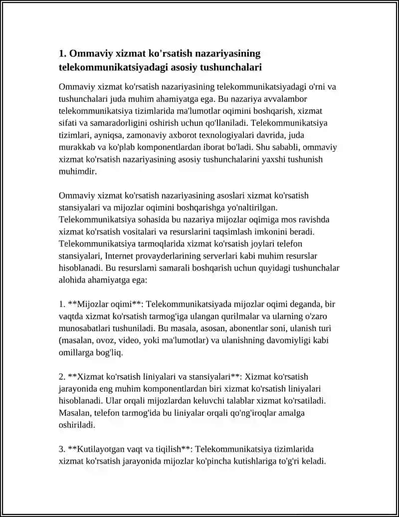 Ommaviy Xizmat Ko'rsatish Nazariyasi 3