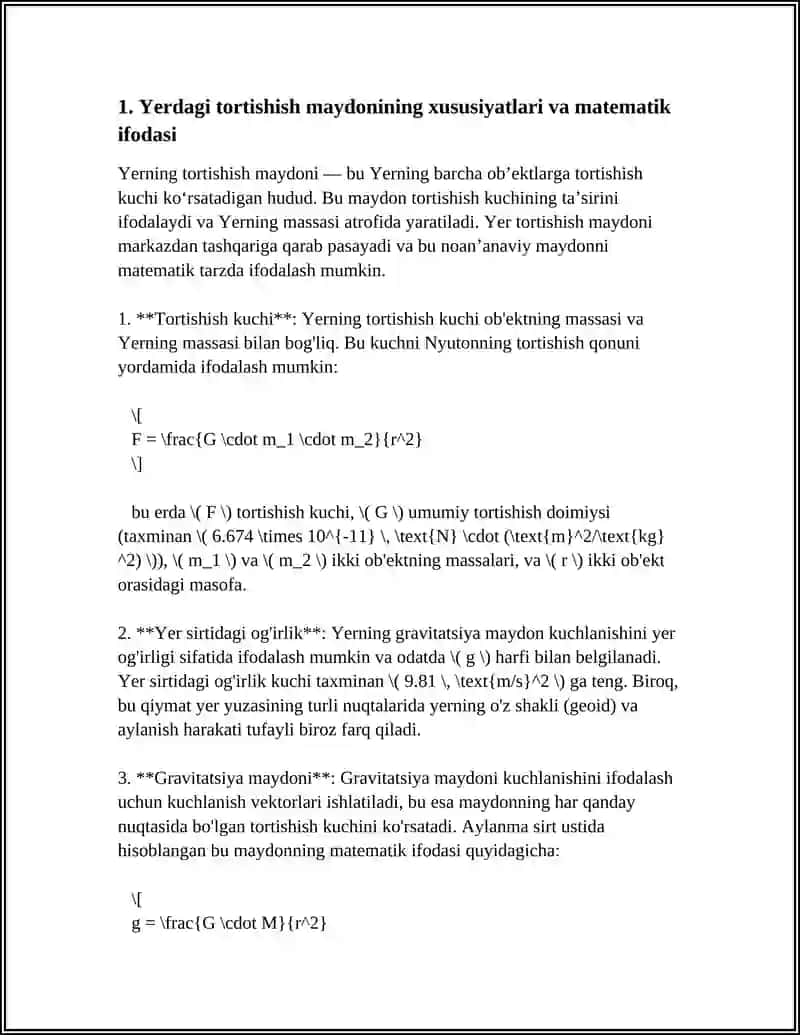 Tortishish Maydonlari va Matematik Ifoda 3