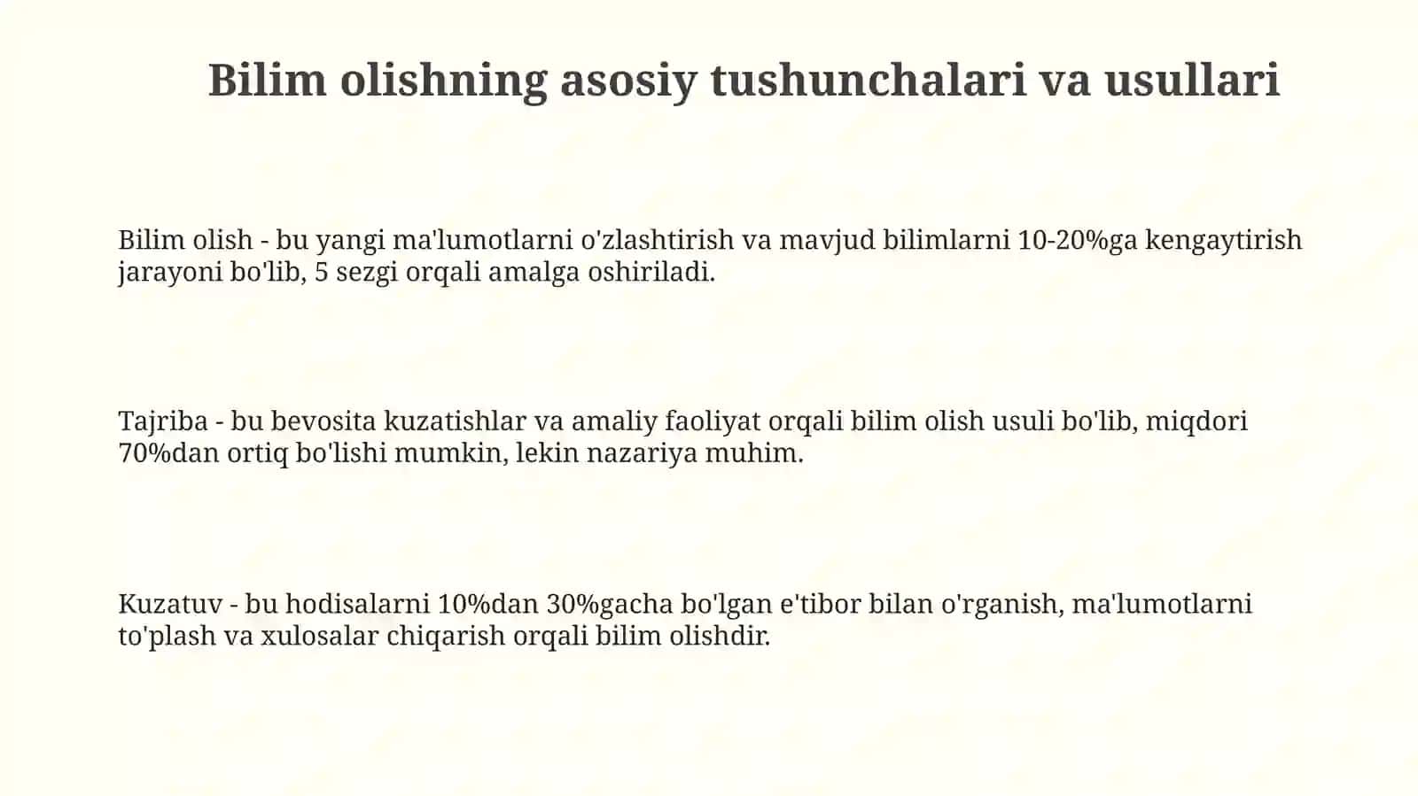 Psixologiyada bilimni o'zlashtirish 3