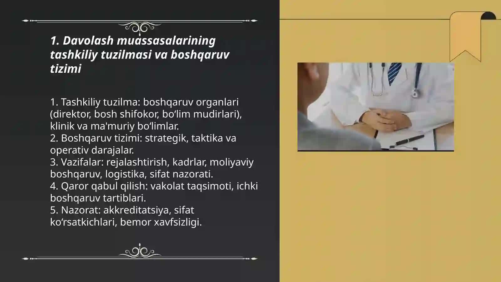Davolash muassasalarining faoliyatini tashkil etish 3