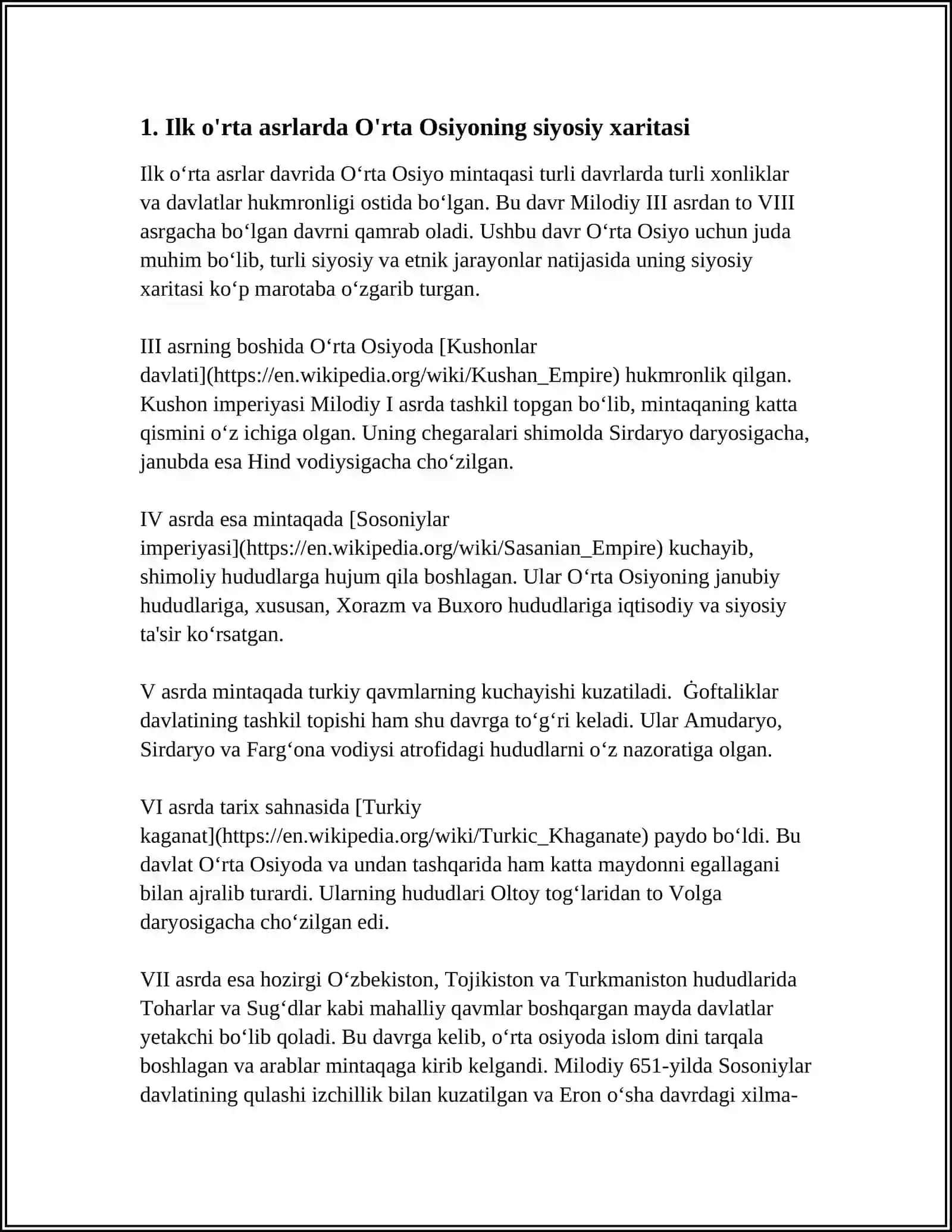 O'RTA OSIYONING ILK O'RTA ASRLARDAGI TARIXIY GEOGRAFIYASI 3