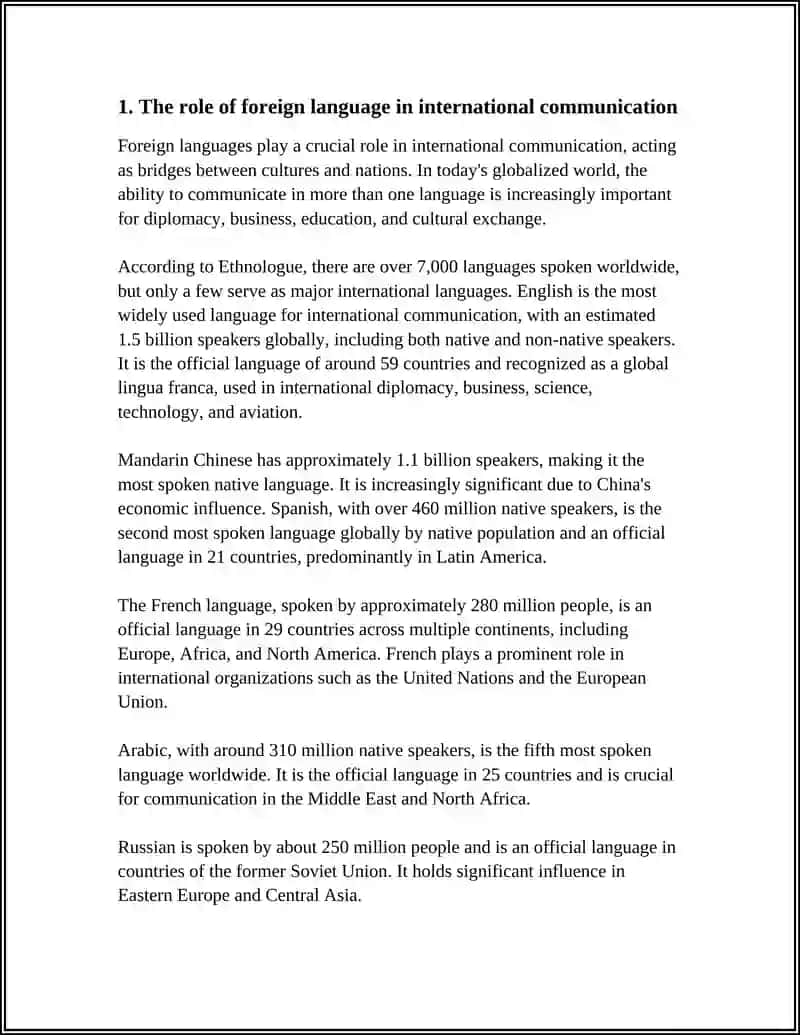 THE ROLE OF FOREIGN LANGUAGE 3