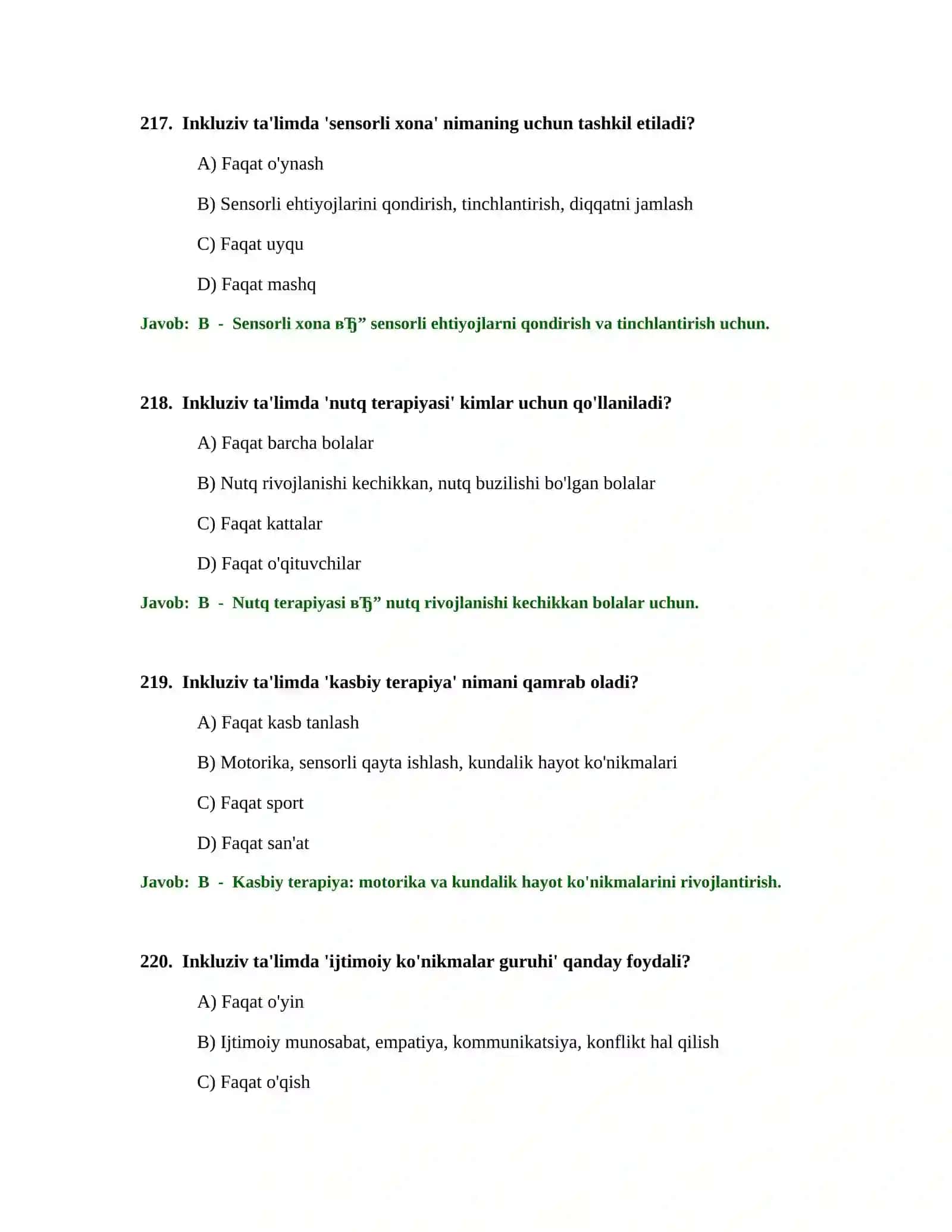 BOSHLANG'ICH TA'LIM O'QITUVCHISI TEST SINOVLARI 3
