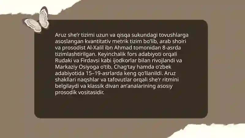 Aruz she'r tizimi haqida 3