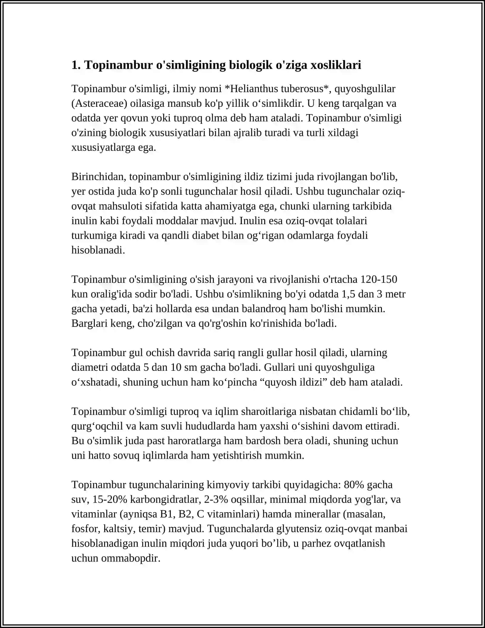 DORIVOR TOPINAMBUR HAQIDA UMUMIY MAʼLUMOT 3