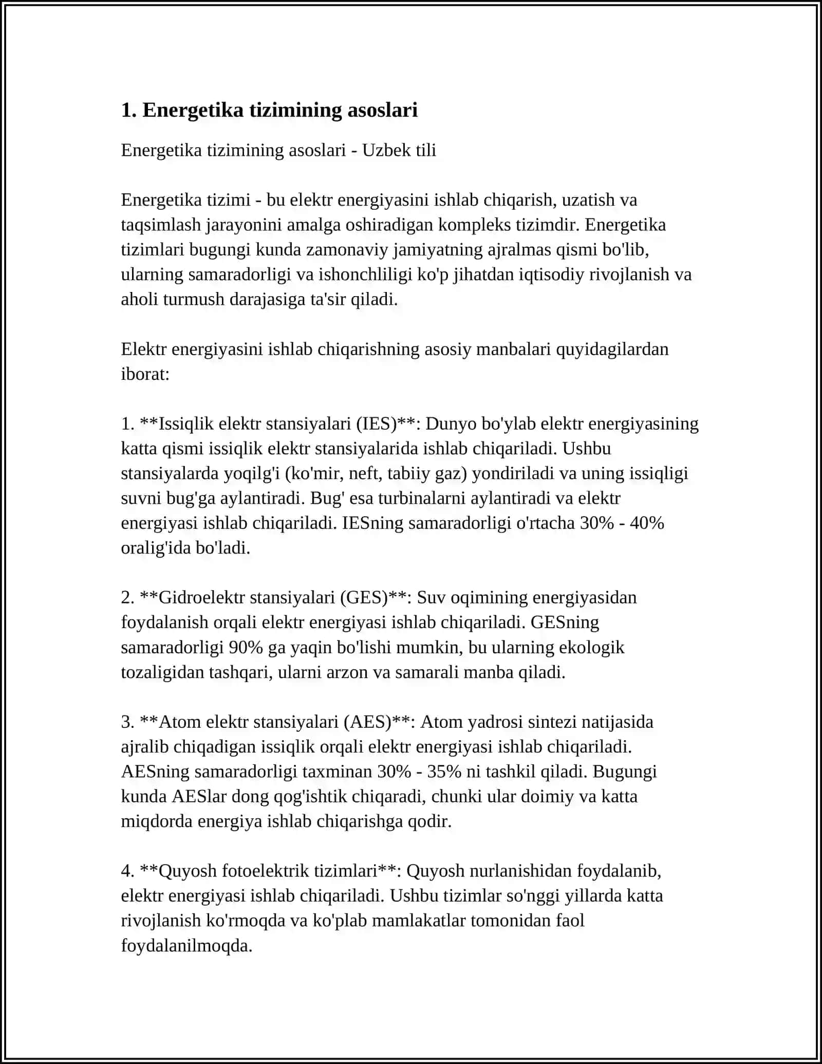 Energetika tizimining asoslari 3