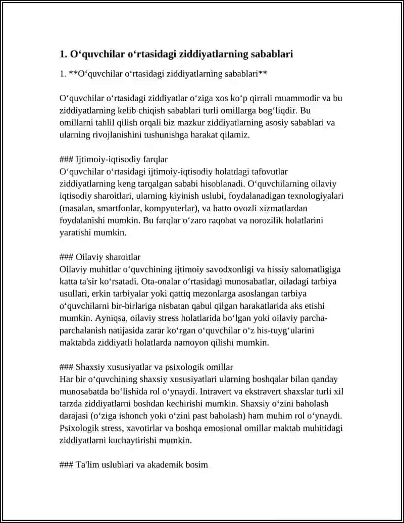 O'QUVCHILAR ORASIDAGI KONFLIKTLI VAZIYATLAR 3