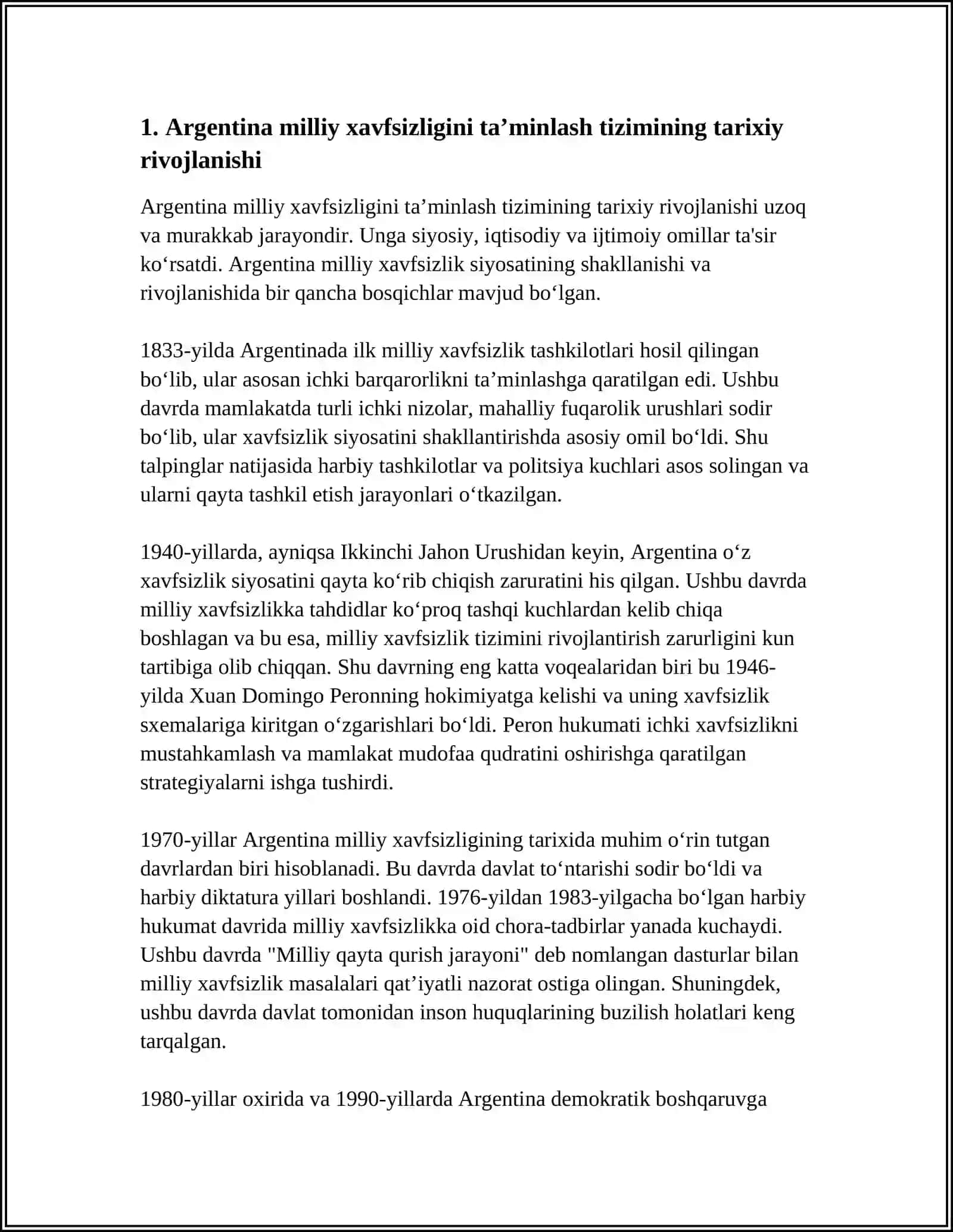 ARGENTINA MILLIY XAVFSIZLIGINI TAMINLASH TIZIMI 3