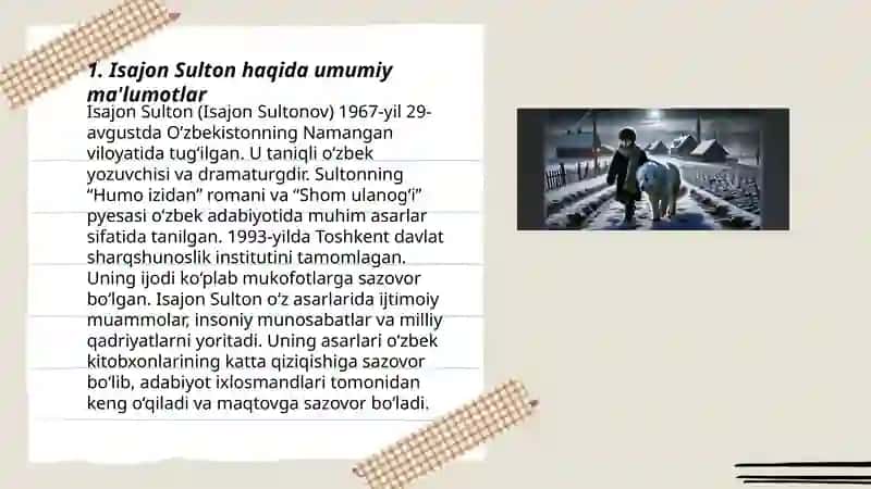 Isajon Sulton haqida umumiy ma'lumotlar 3