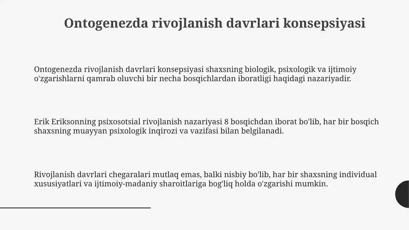 Ontogenezda rivojlanish davrlari konsepsiyasi 3