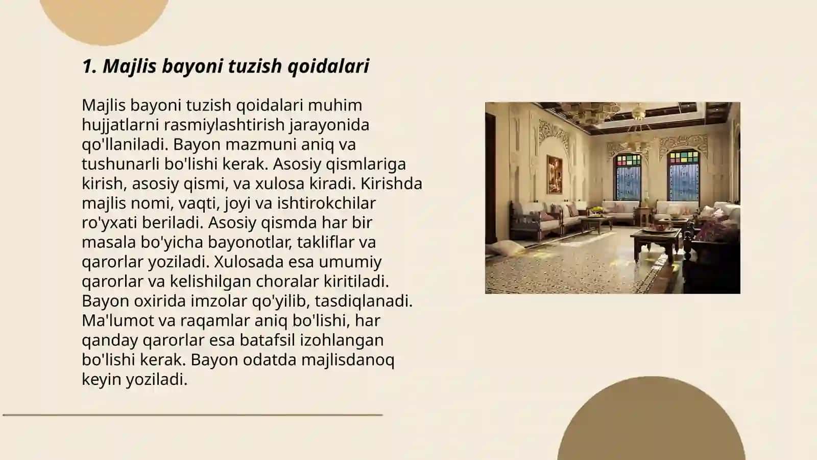 Majlis bayoni va majlis bayonida koʻchirmalar tayyorlash 3
