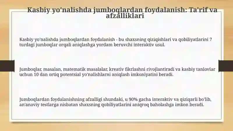 Kasb-hunargayo'naltirishdaboshqotirmalardanfoydalanish 3