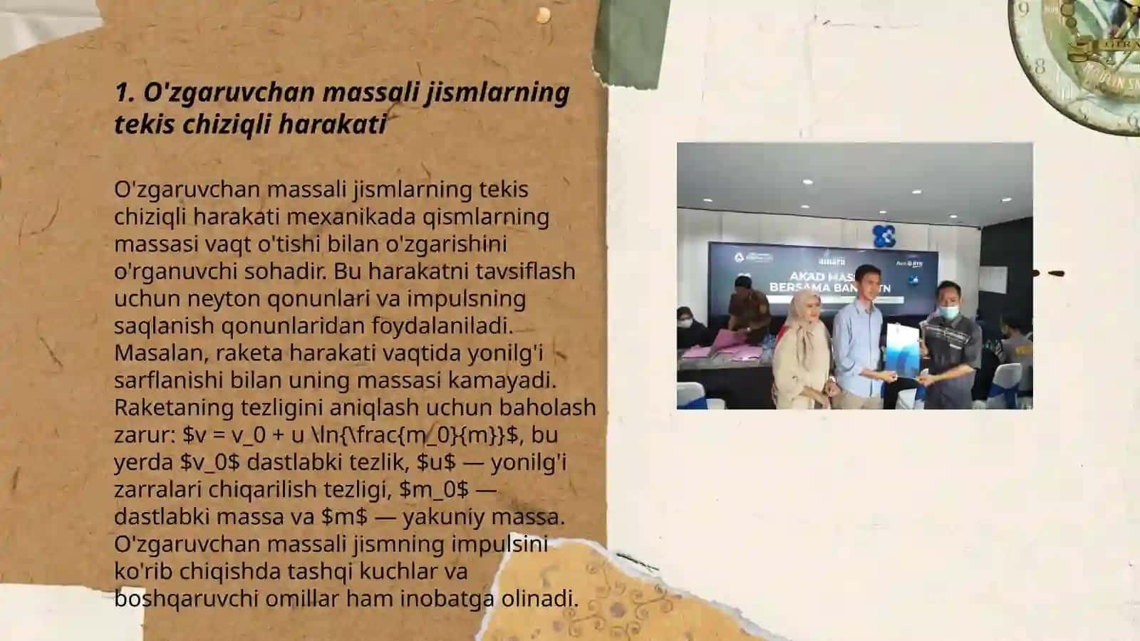O'zgaruvchan massali jismlar mexanikasi 3