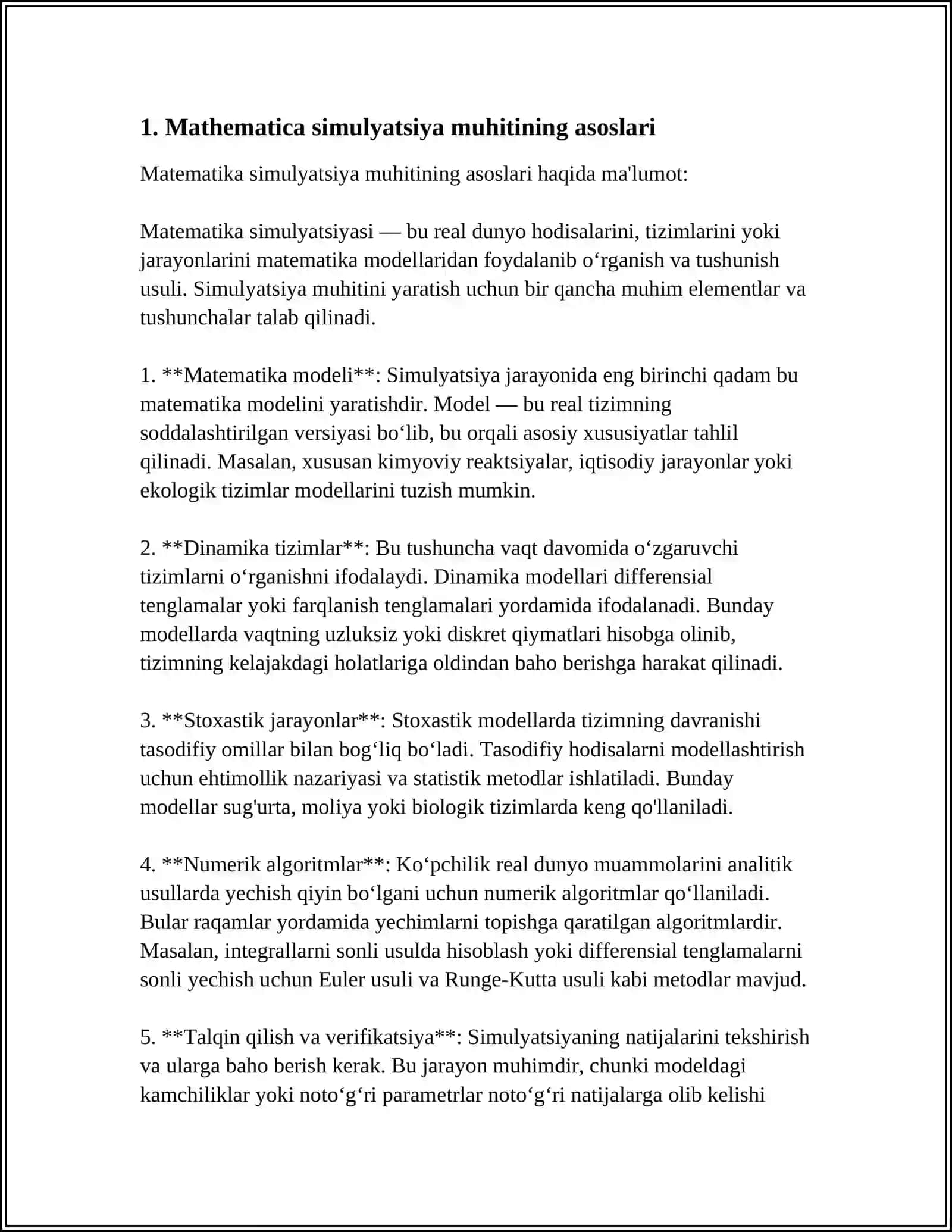 Matematika simulyatsiya muhitining asoslari 3