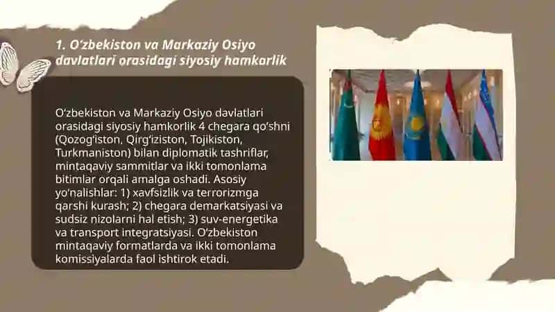 Oʻzbekiston va Markaziy Osiyo davlatlar hamkorligi 3