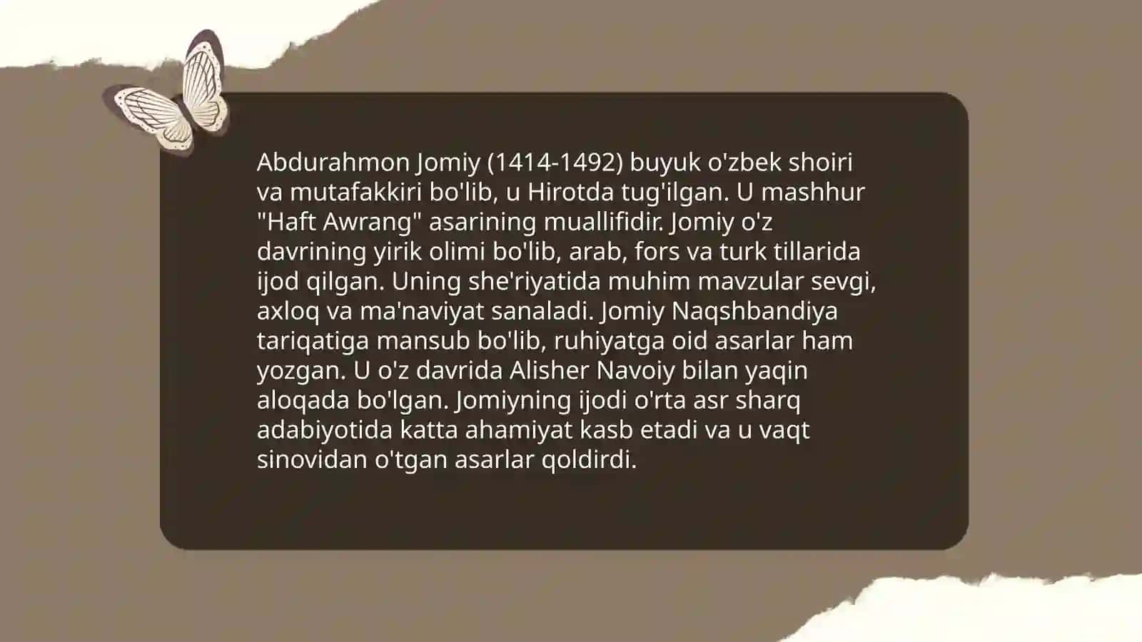 Abdurahmon Jomiyning "Bahoriston" asari tahlili 3