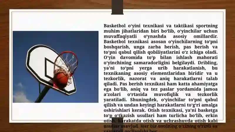 Basketbol texnikasini o'rgatish uslubiyoti (TAQDIMOT) 3