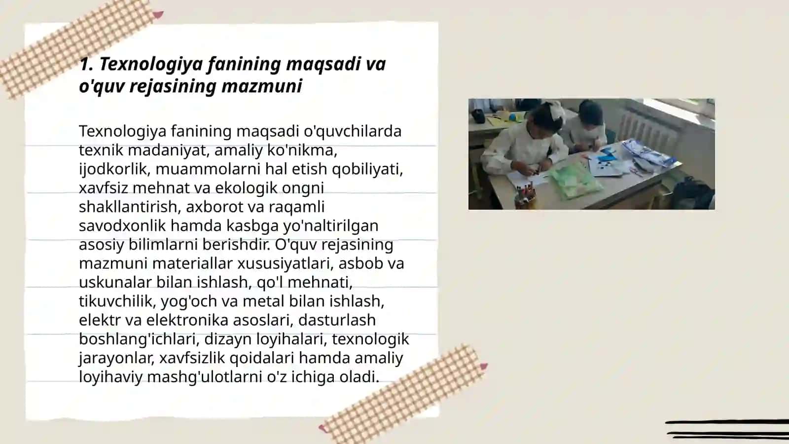 Texnologiya fanining mazmuni 3