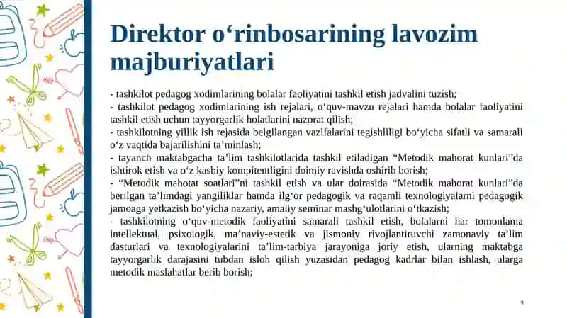 Direktoro‘rinbosarining lavozim majburiyatlari 3