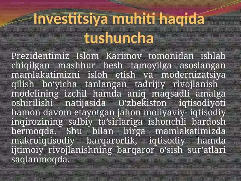Qulay Investitsiya muhiti 3