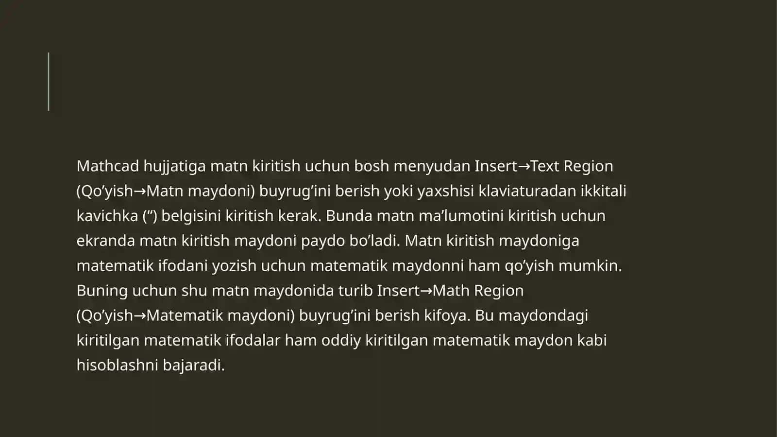MATHCAD PAKETIDA DIFFERENSIAL TENGLAMALAR SIMVOLLARNI HISOBLASH 3