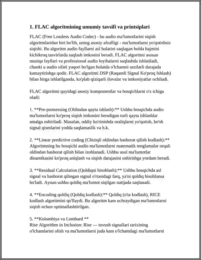 FLAC ALGORITMIDA DSP QOʻLLANILISHI 3