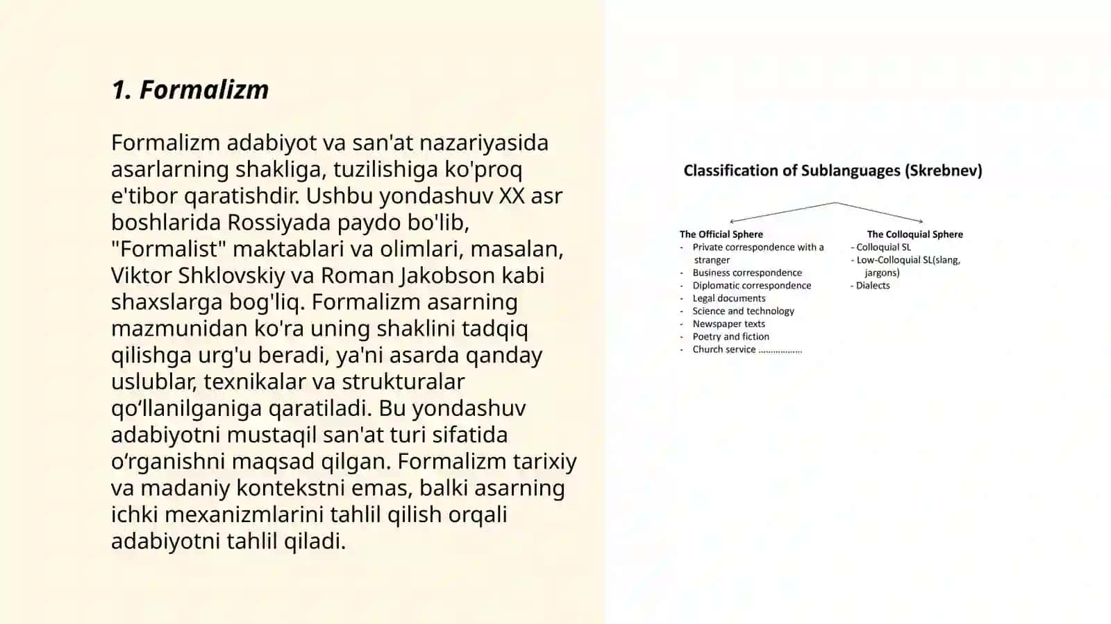 Theoretical approaches to literature - Formalizm 3