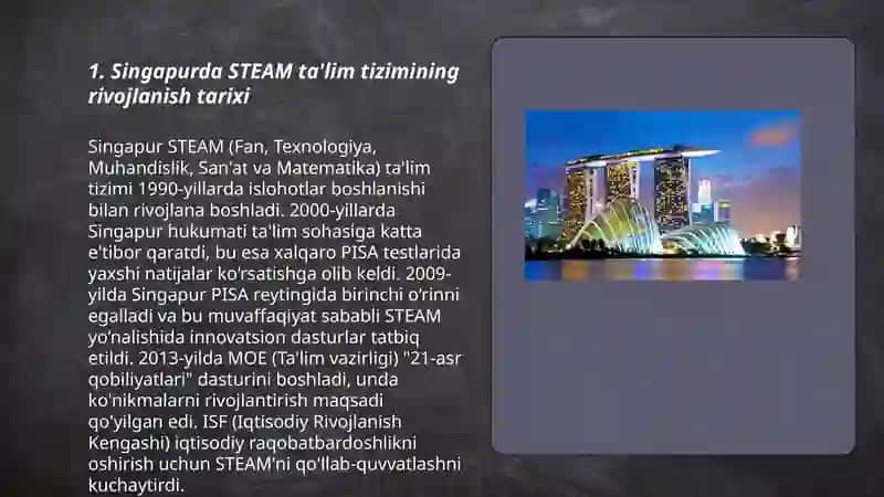 Singapurda STEAM ta'lim tizimi jarayoni 3