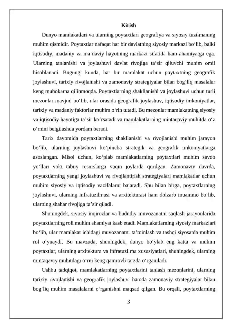 Davlatlarning poytaxtlarni tanlash mezonlari 3
