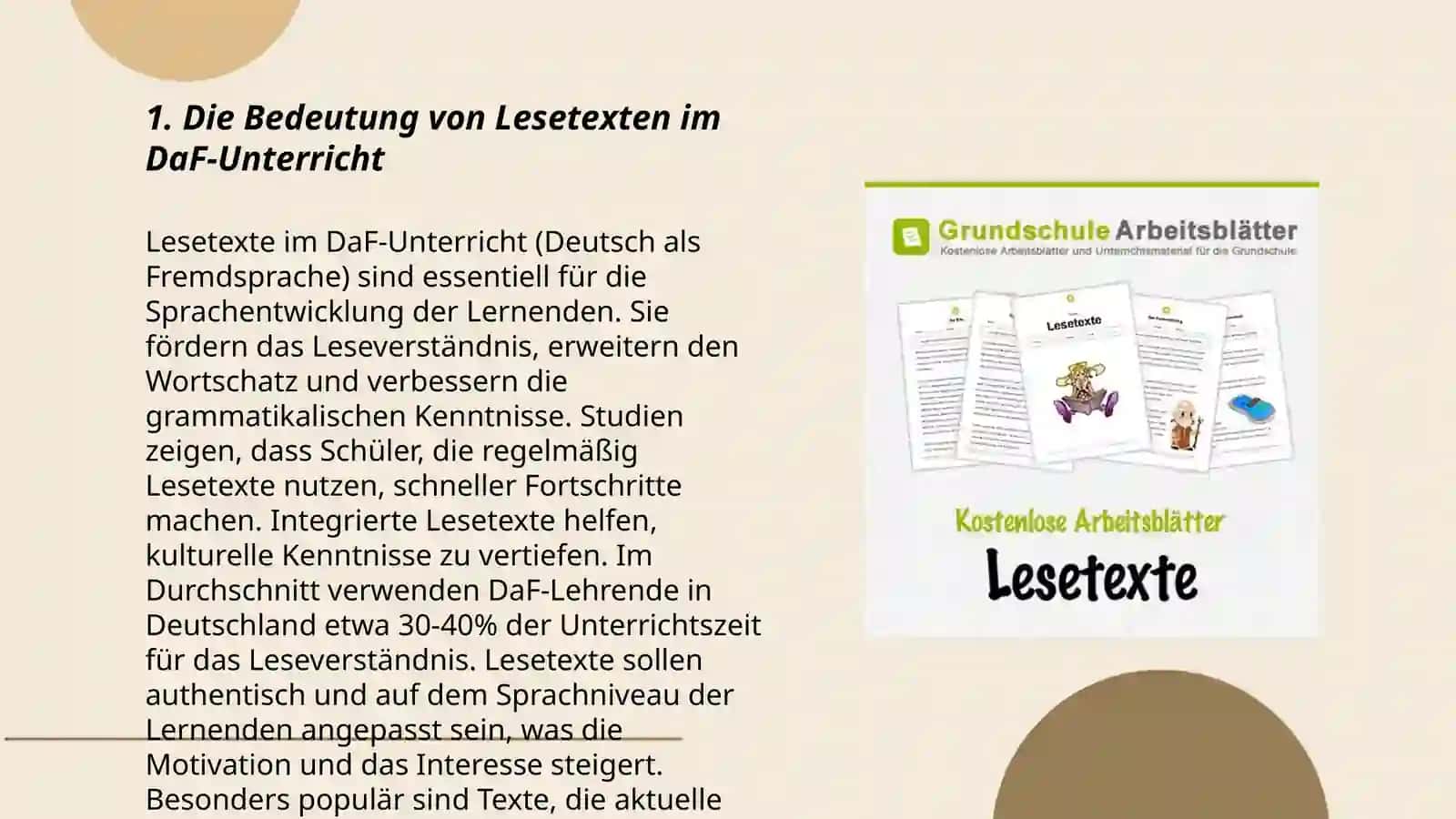 Die Rolle der Lesetexte im DaF Unterricht 3
