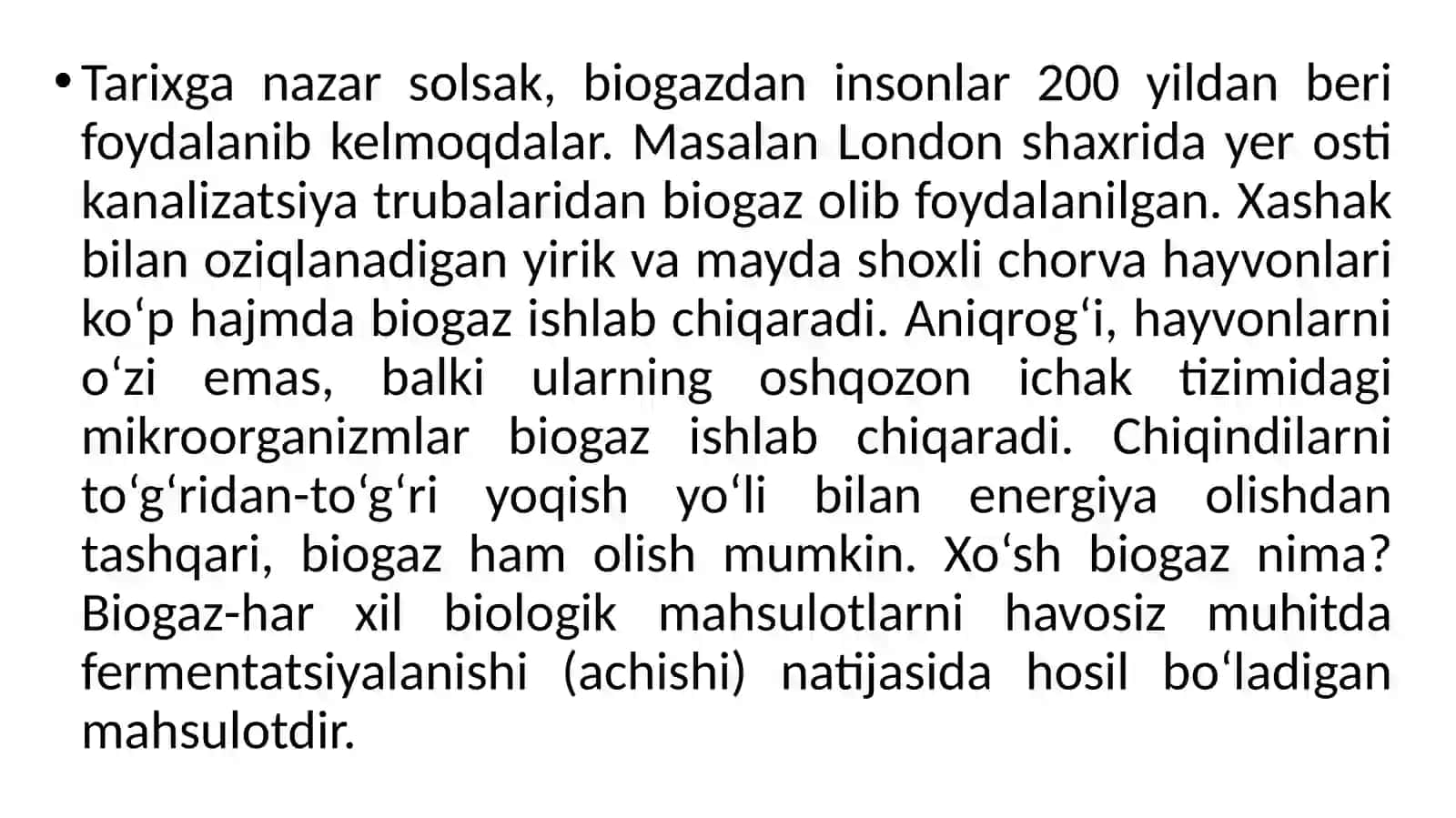 Biogazdan olingan energiyani qo’llash 3