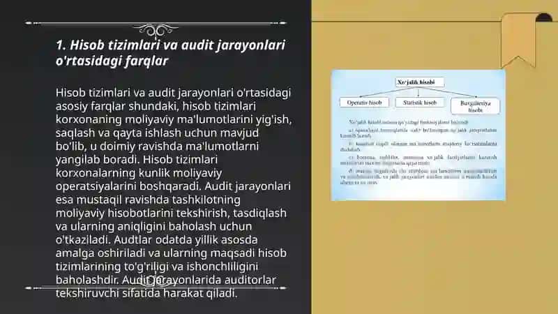 Auditning buxgalteriya hisobi bilan bog'liqligi o'rtasidagi farqlar 3