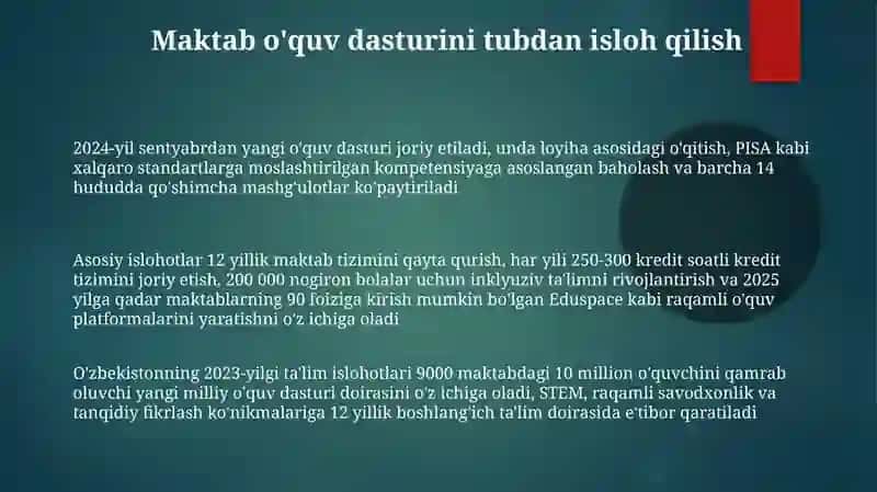 Ta'lim sohasidagi islohotlar 3