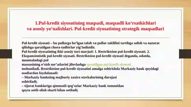 Pul kredit sektorining iqtisodiy tahlili 3