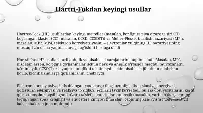 Elektron korrelyatsiyalarini hisobga olish 3